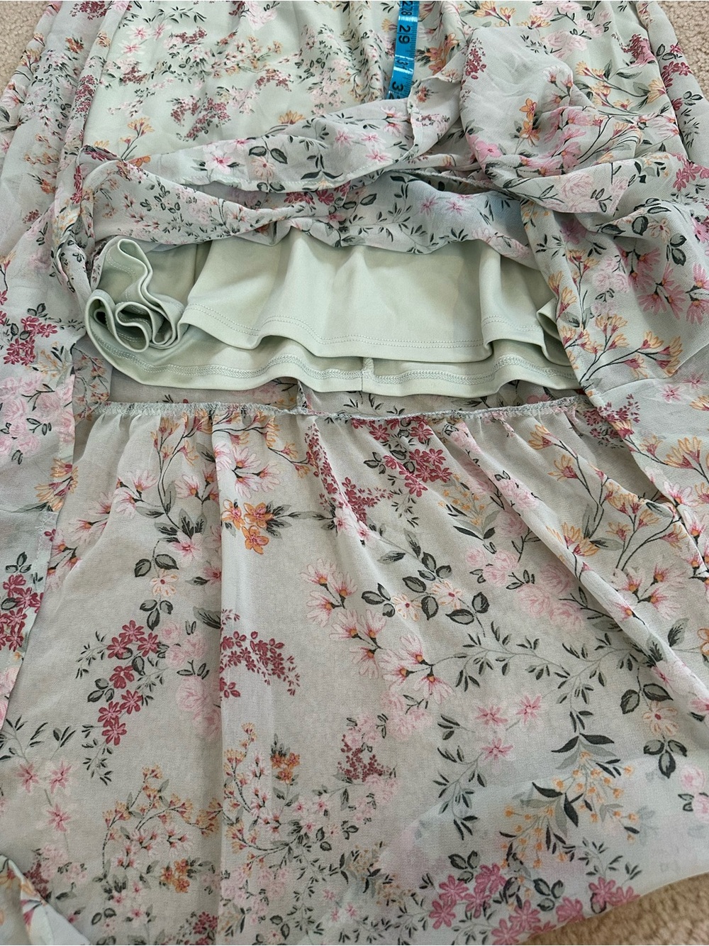 Mint Green Floral Maxi Dress with Elastic Smocked Waist - Picture 8 of 8